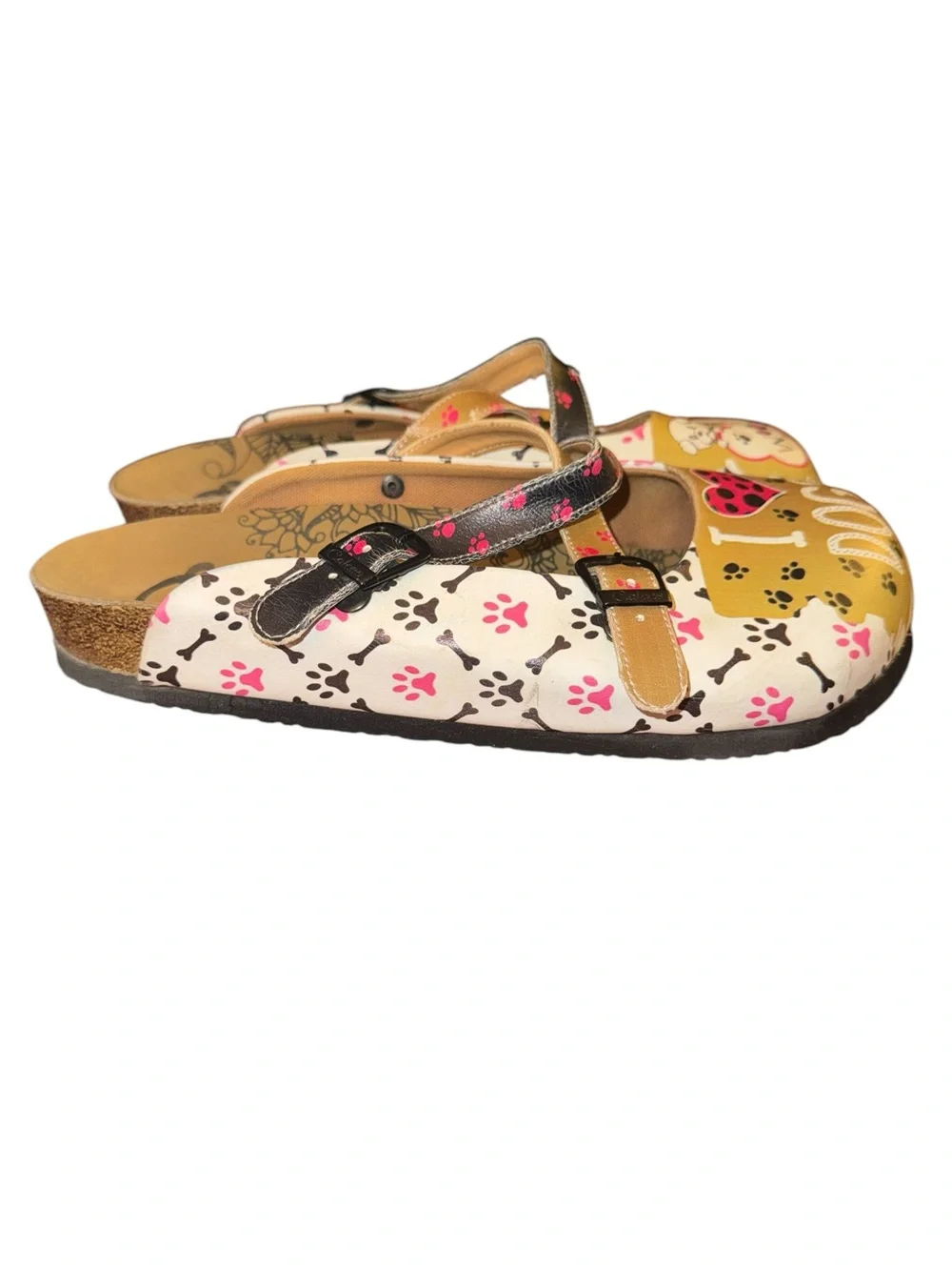 Calceo Dog Print Clogs EU 41 US 10 Leather Comfort Cute Slip On Sandals - Picture 4 of 9